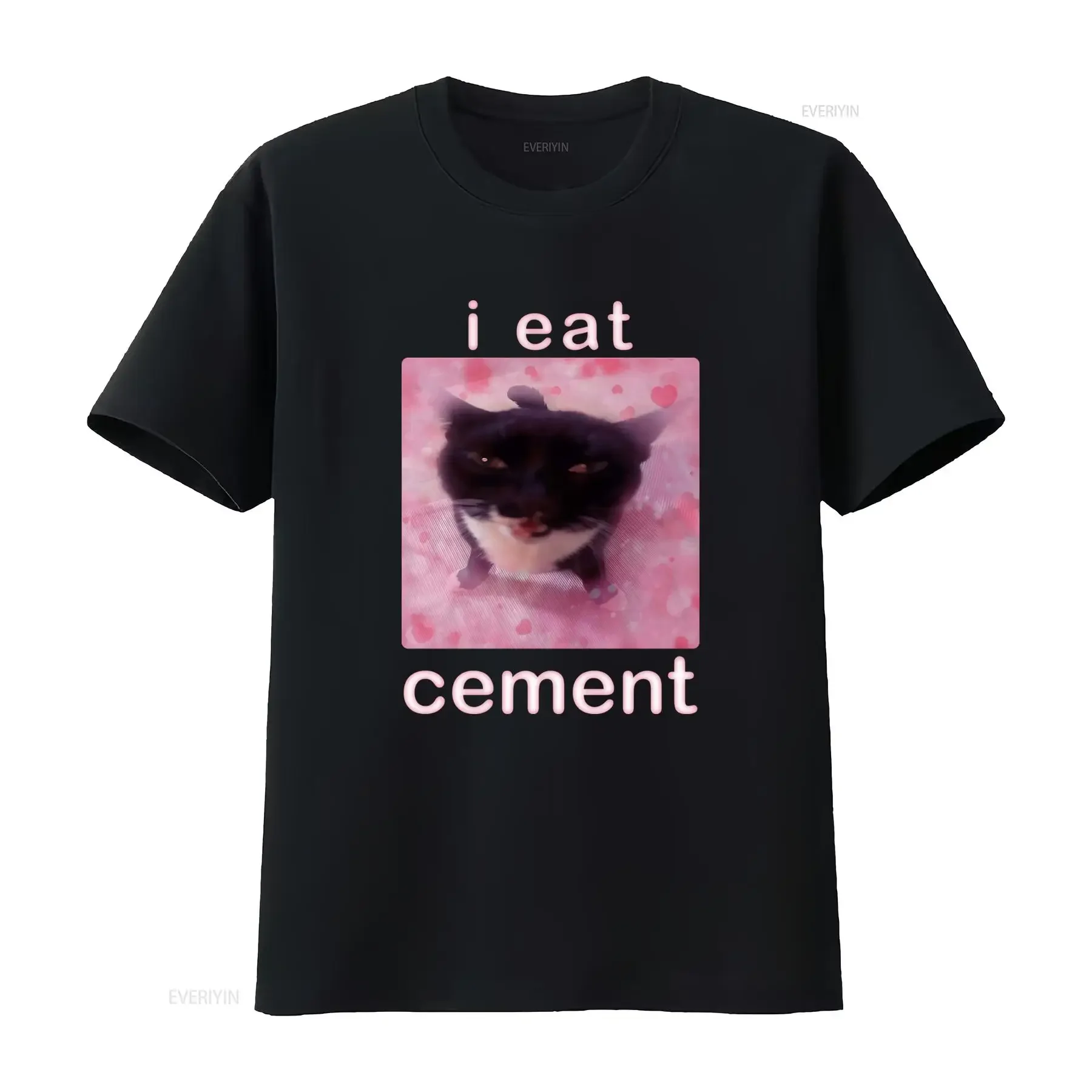 I Eat Cement Cursed Cat Funny Oddly Specific Dank Meme T Shirt Unique Print for Lovers and Enthusiasts vintage Washed