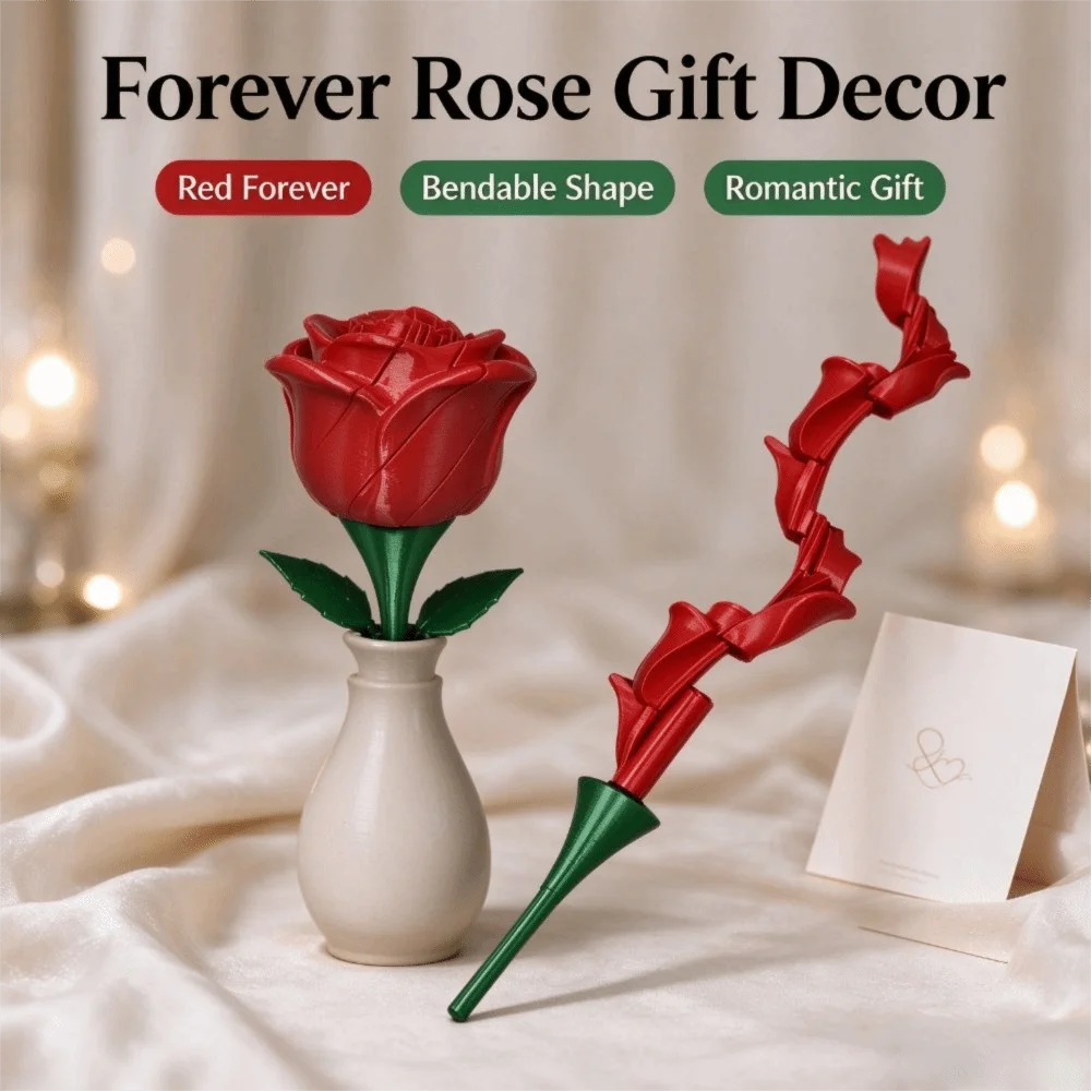 3D Printed Rose Spill Fidget Toy Funny Portable Rose Decompression Toy Novelty Creative Rose Retractable Toy Prank