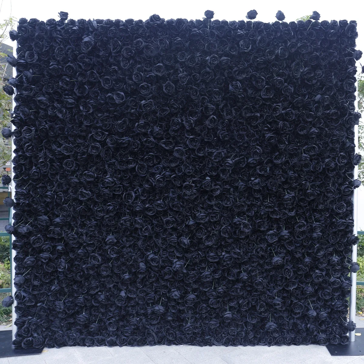 

Black Rose Artificial Floral Wall 5D Rolling Up Cloth Flower Wall Easy Installation,Banquet and Outdoor Activities Display Decor