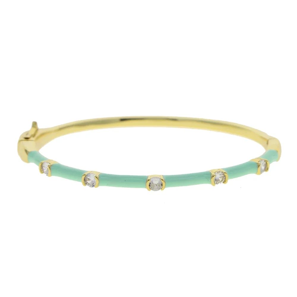 Pink Light Blue Green Enamel Gold-color Copper Bangle for Women Jewelry Bracelet Top Quality Factory Price 18-20cm