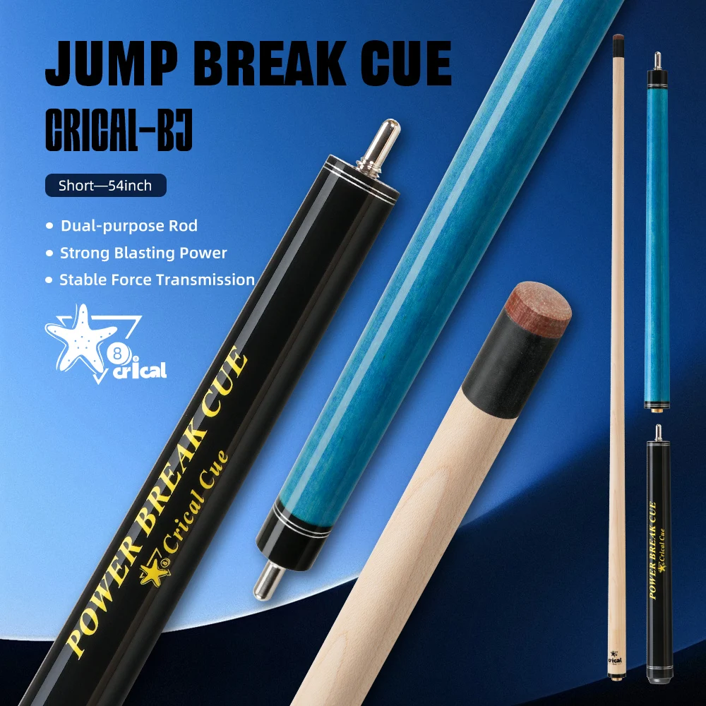 

Crical Break Jump Cue Stick 3-Pieces Hard Maple Shaft 138cm Powerful Professional Billiards Cue with 13.2mm Tip