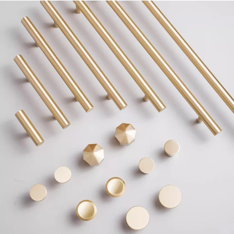 النمط الأوروبي الحد الأدنى الصلبة النحاس خزانة DIY بها بنفسك مقبض سحب الكلاسيكية الفاخرة درج الذهب مقبض خزانة الباب مقبض طويل #4