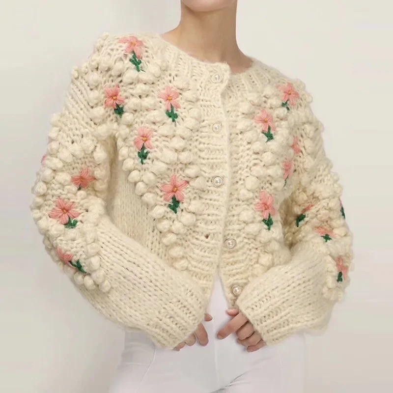 Women's  Herbst Damen Kleidung Oberbekleidung Loose Single-breasted Cardigan Sweater With Stylish Embellished Buttons Ropa Mujer