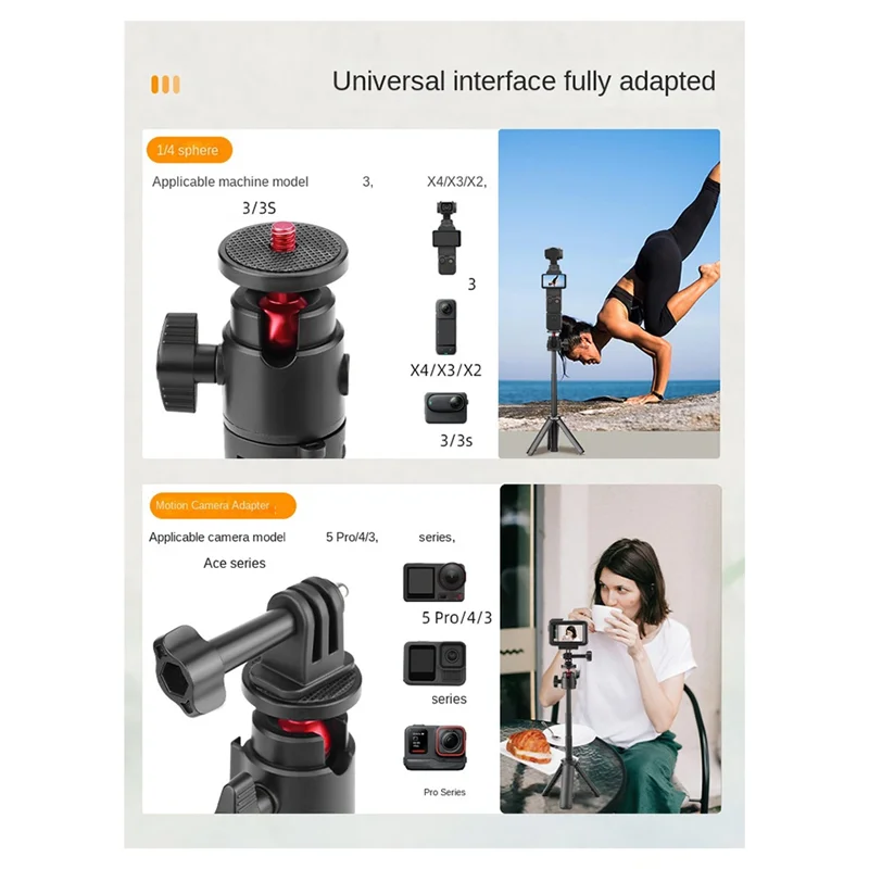 ABDE-Flymile مناسبة ل POCKET3 تمديد القطب ترايبود العمل 5Pro تمديد Selfie عصا قوس X4 الملحقات