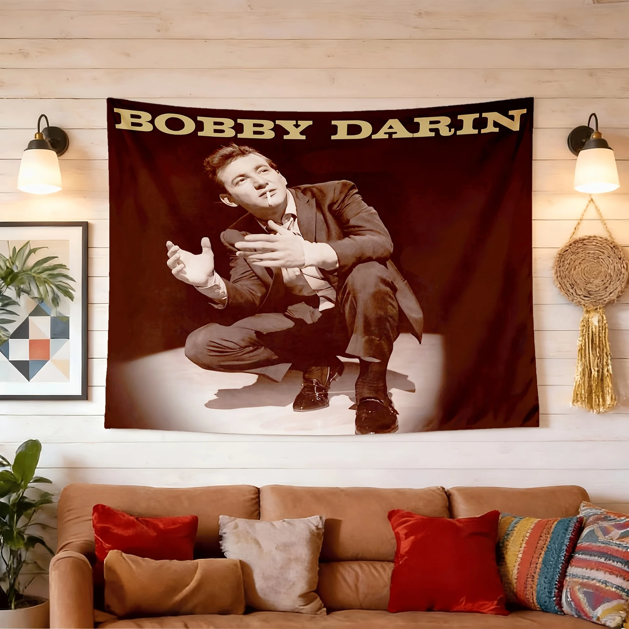 Bobby Darin Peach Skin Wall Tapestry | Polyester, Ideal for Bedroom, Living Room, Dorm, Party, Unique Birthday and Holiday Gift for Friends, Women, Dorm Room Additions