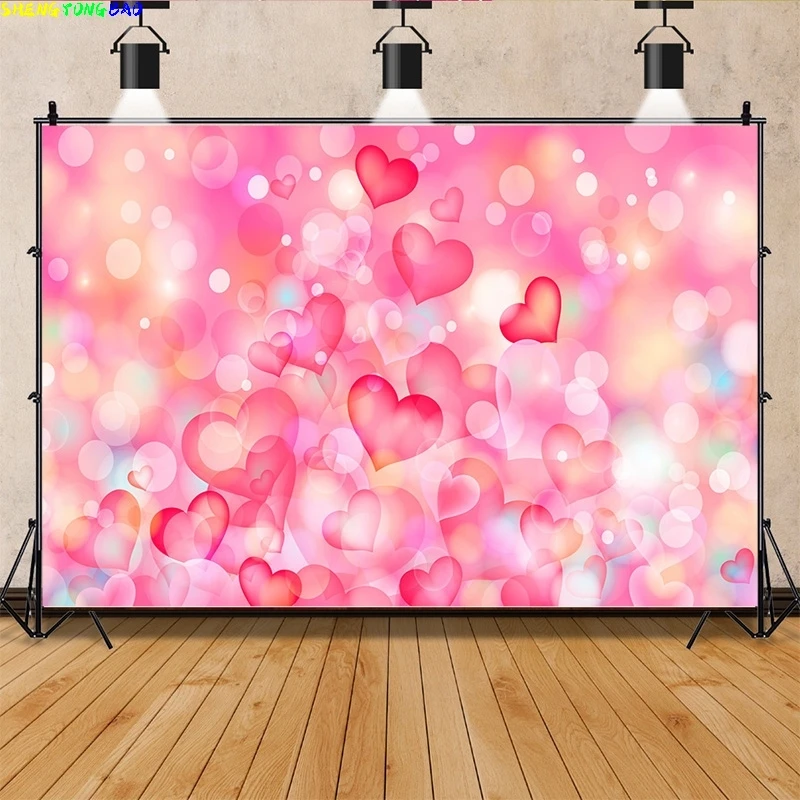 

Vinyl Custom Happy Valentine's Day Photography Backdrops Romantic Flower Roses Birthday Decor Balloons Photo Background RQ-65