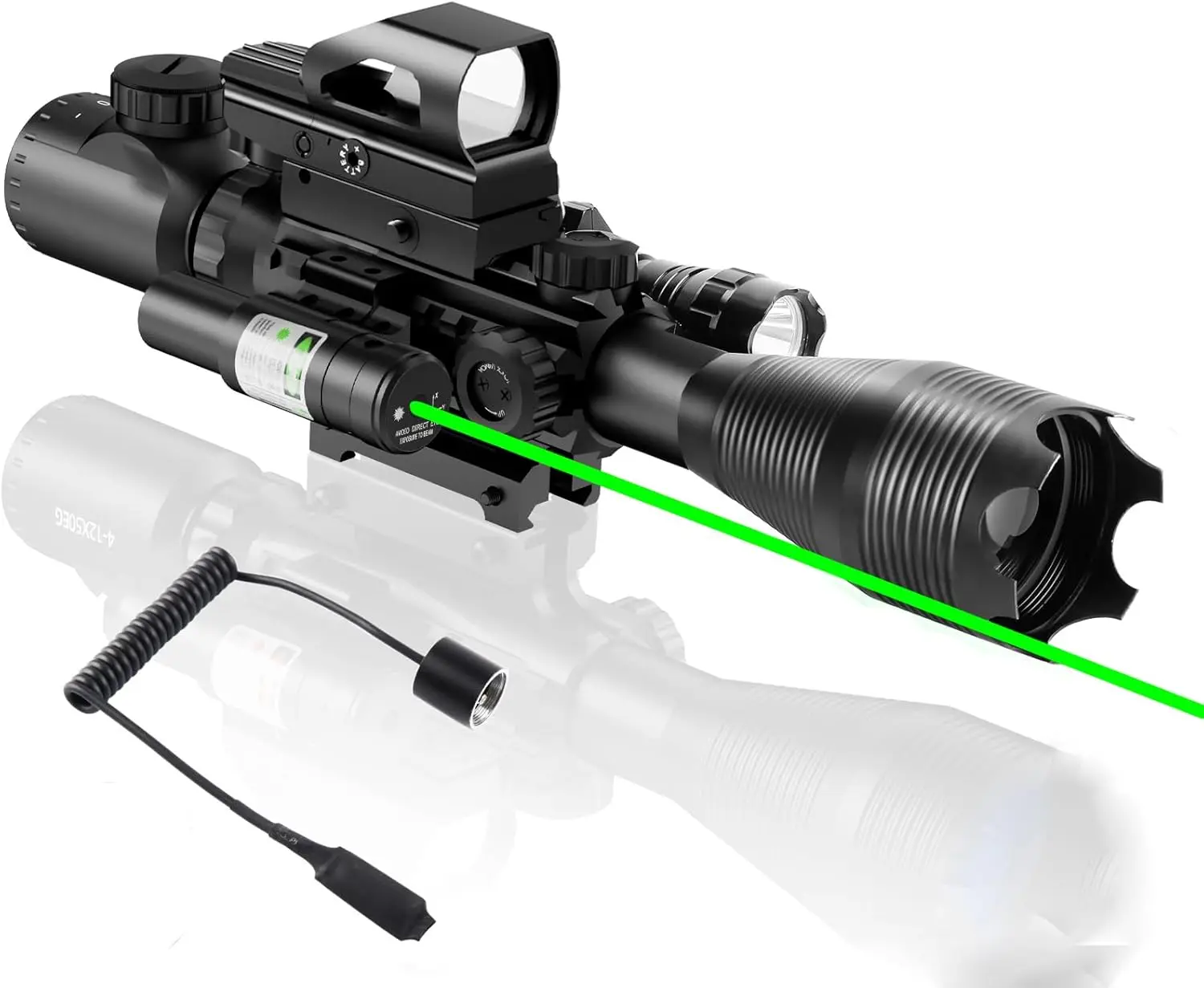 4-12/16x50EG Scope Combo Dual Illuminated Red/Green with Green/Red Laser 4 Models Holographic Reticle Red Dot for Rail Mount