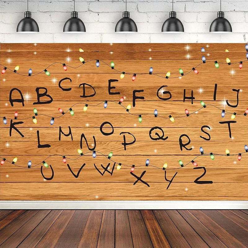 

Незнакомец фон для фотосъемки алфавит деревянная стена красочный веревочный фон день рождения баннер стол Настенный декор фотобудка