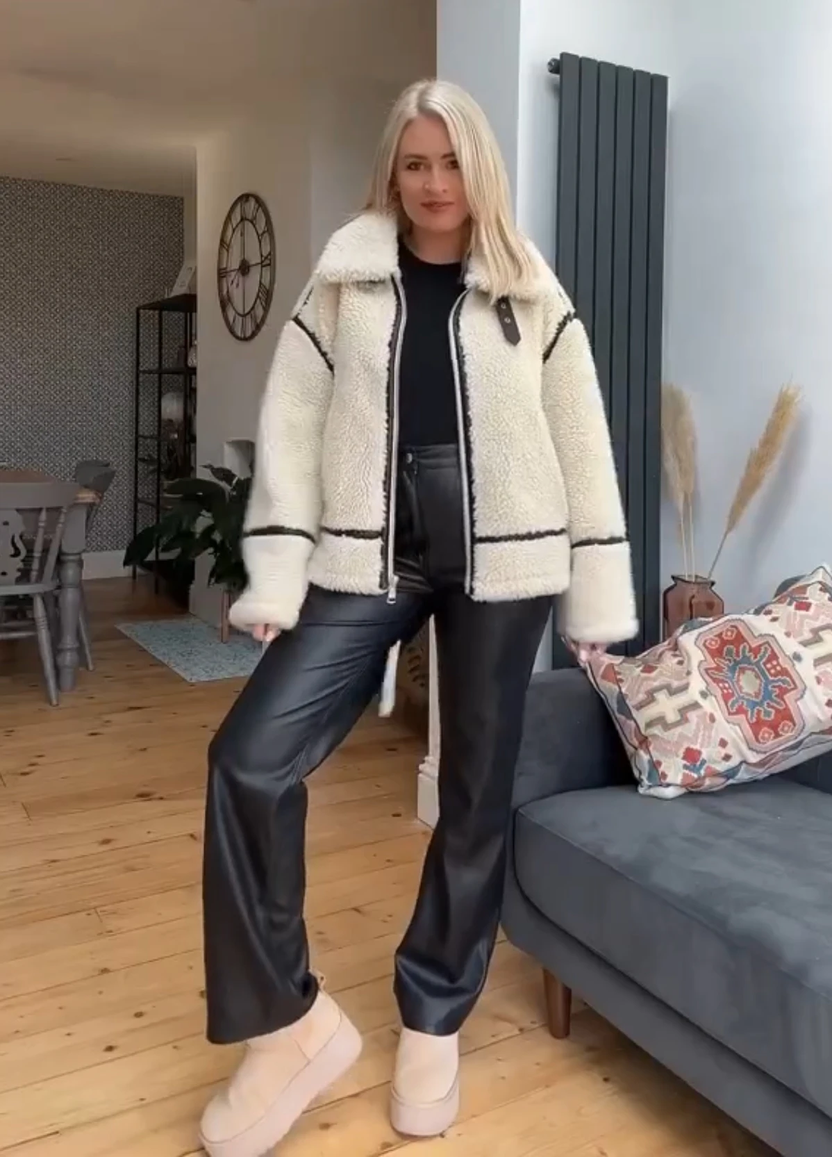 Casaco de carneiro espesso feminino, casacos artificiais de lã de cordeiro, ETJ2023 novos modelos, outono e inverno