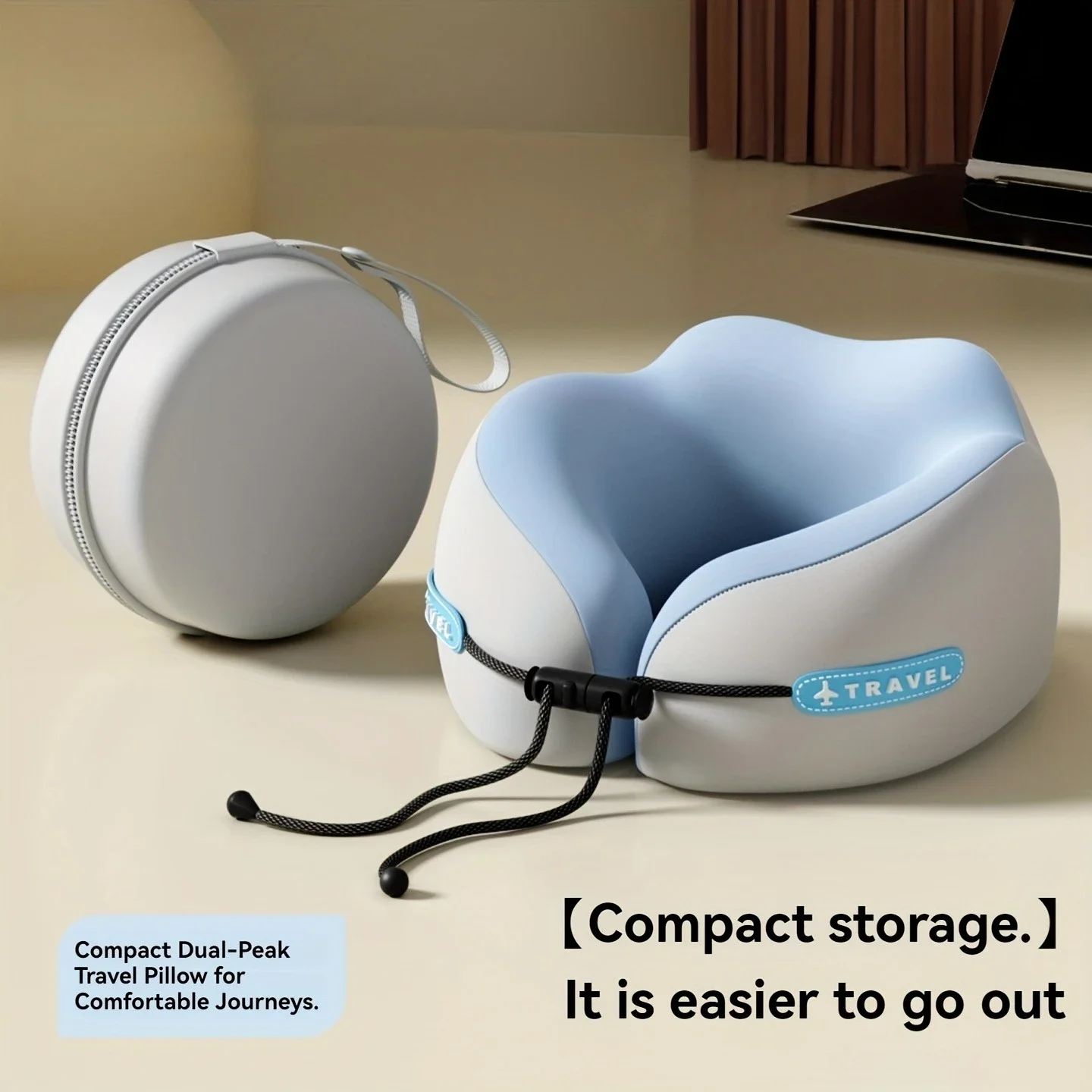 Minimalist Travel Neck Pillow Dual-Peak Ergonomic Memory Foam Pillow with Portable Storage Case Neck Support for Travelers Gifts