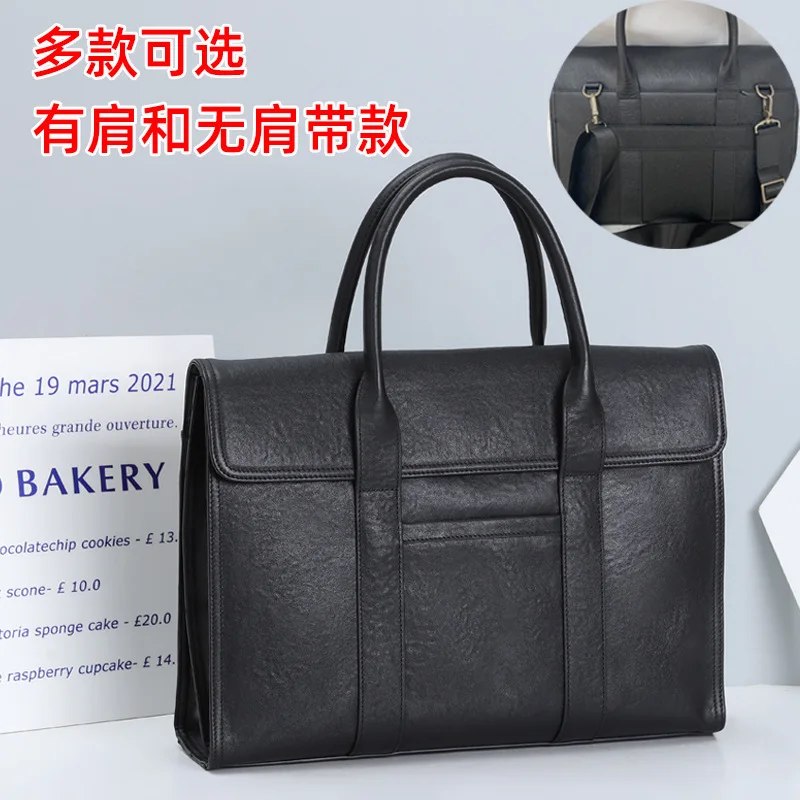 Briefcase Casual Genuine Leather Bag Top Layer Cowhide Business Large Capacity Men's Handbag Fashion Expandable