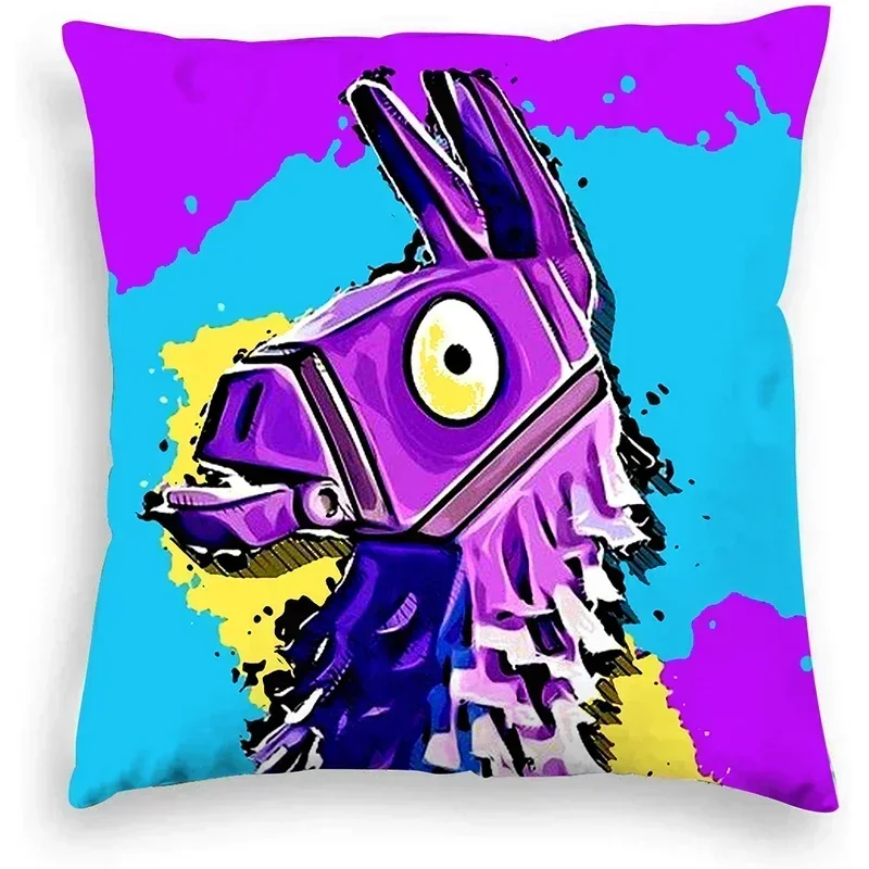 Fortnite Cushion Cover Plush Anime Pillowcase Plush Pillow Cases Home Decoration Pillow Cover for Sofa Bed Chair Living Room