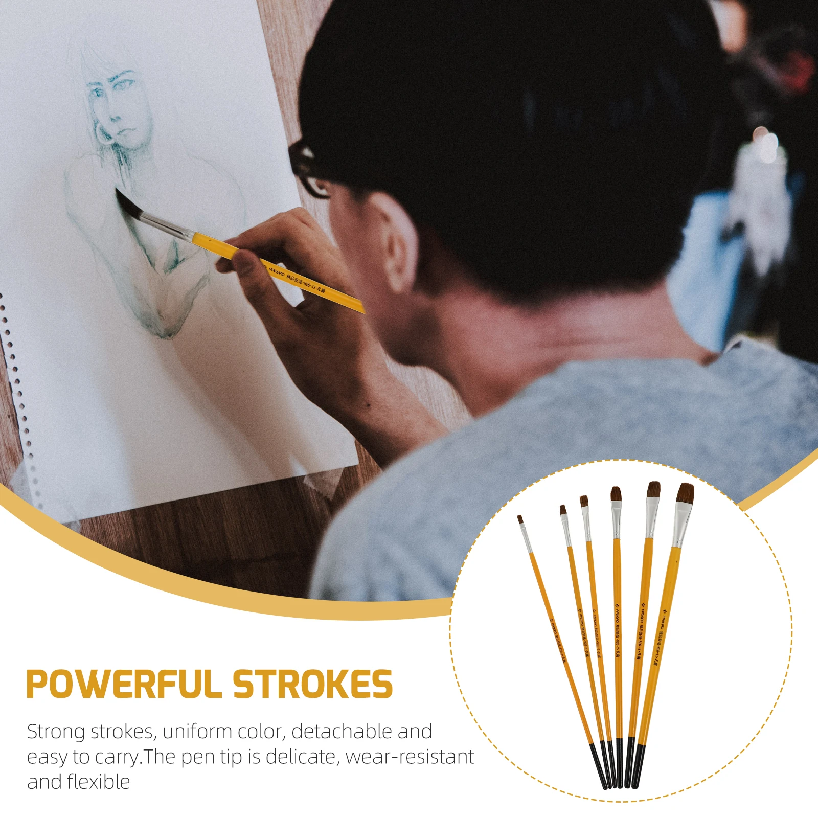 

6 Pcs Brush Set Painting Tools School Oil Portable Multi-function Wolf Hair Students Accessory