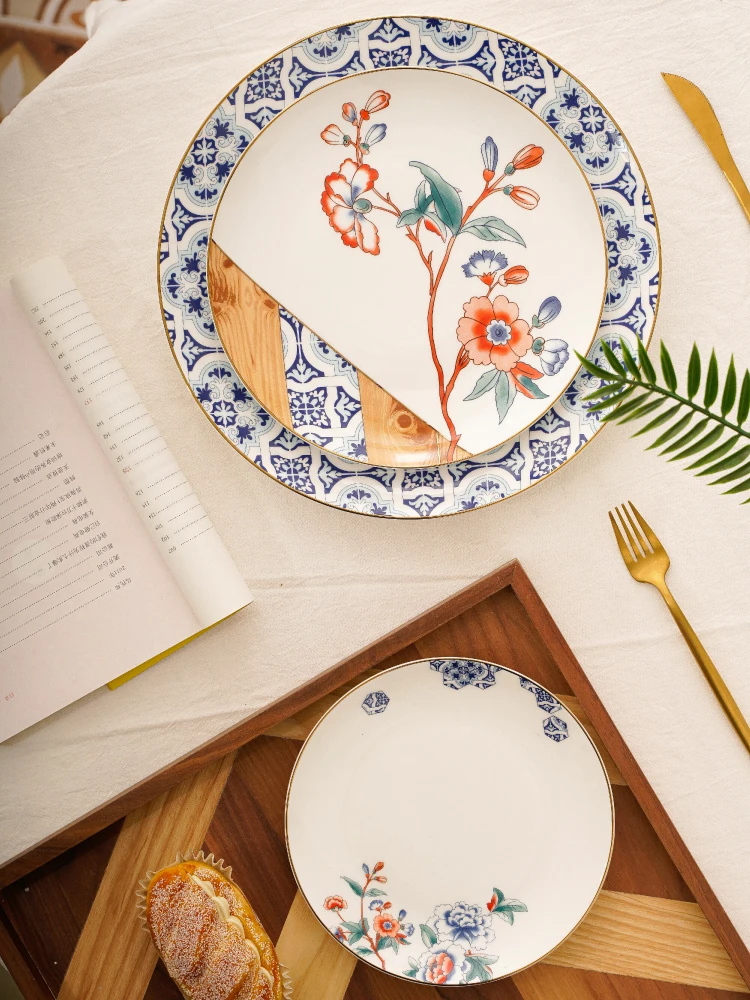 

Qianban Household exquisite Western food board breakfast board size flat high-end bone bonnet new tableware