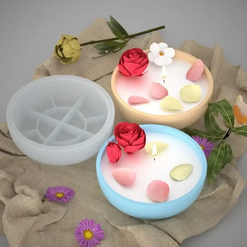 

Large round Concrete Flower Pot Mold Silicone Planting Tray Gypsum Storage Bowl for Succulents Plaster Garden Crafting Mould