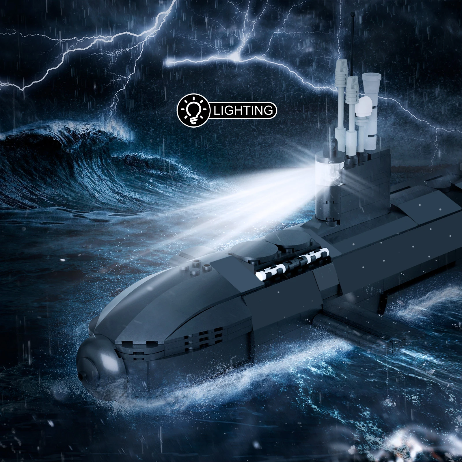 1019PCS Virginia Attack Submarine Building Blocks Ocean Virginia-Class Submarine Model Kit Toys Collection Gift for Kids Adults