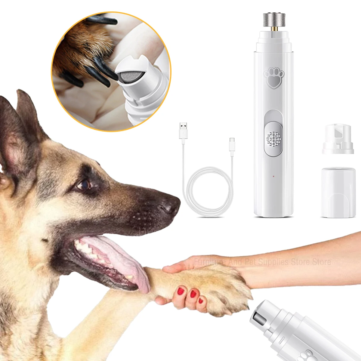 Electric Dog Nail Grinder Pet Nail Clipper USB Rechargeable Pet Nail Trimmers Painless with Polisher Wheel for Small/Large Pets