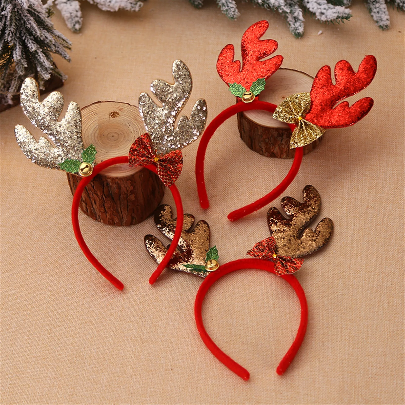 2025 New Years Christmas Hair Clasp Decorative Deer Headband Baby Sequined Elegant Princess Personality Kids Best Gift Accessory