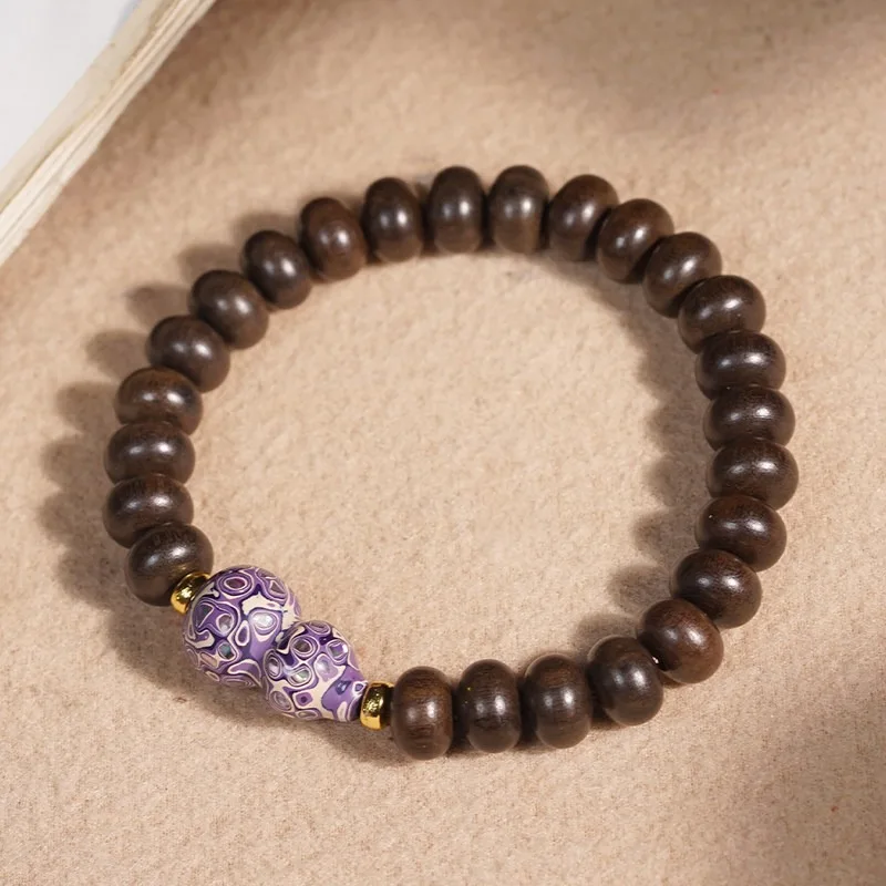 Agarwood Abacus Beads DIY Lacquer Gourd Buddhist Bracelet Irregular Wooden Bead String Chinese Jewelry Gifts