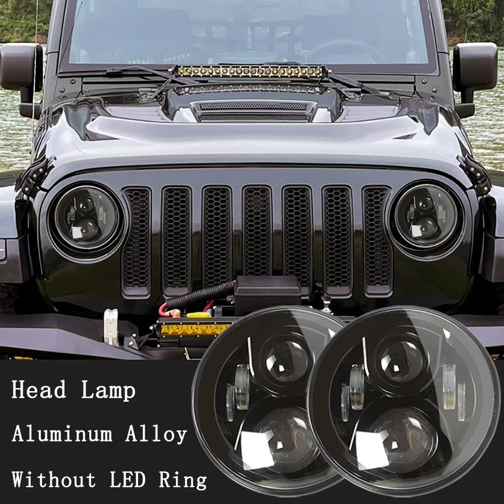 

Lantsun J224 Chrome 7-inch LED Head Lamp Aluminum Alloy Round Bright Headlights for Jeep for Wrangler JK07-17, 1-pair
