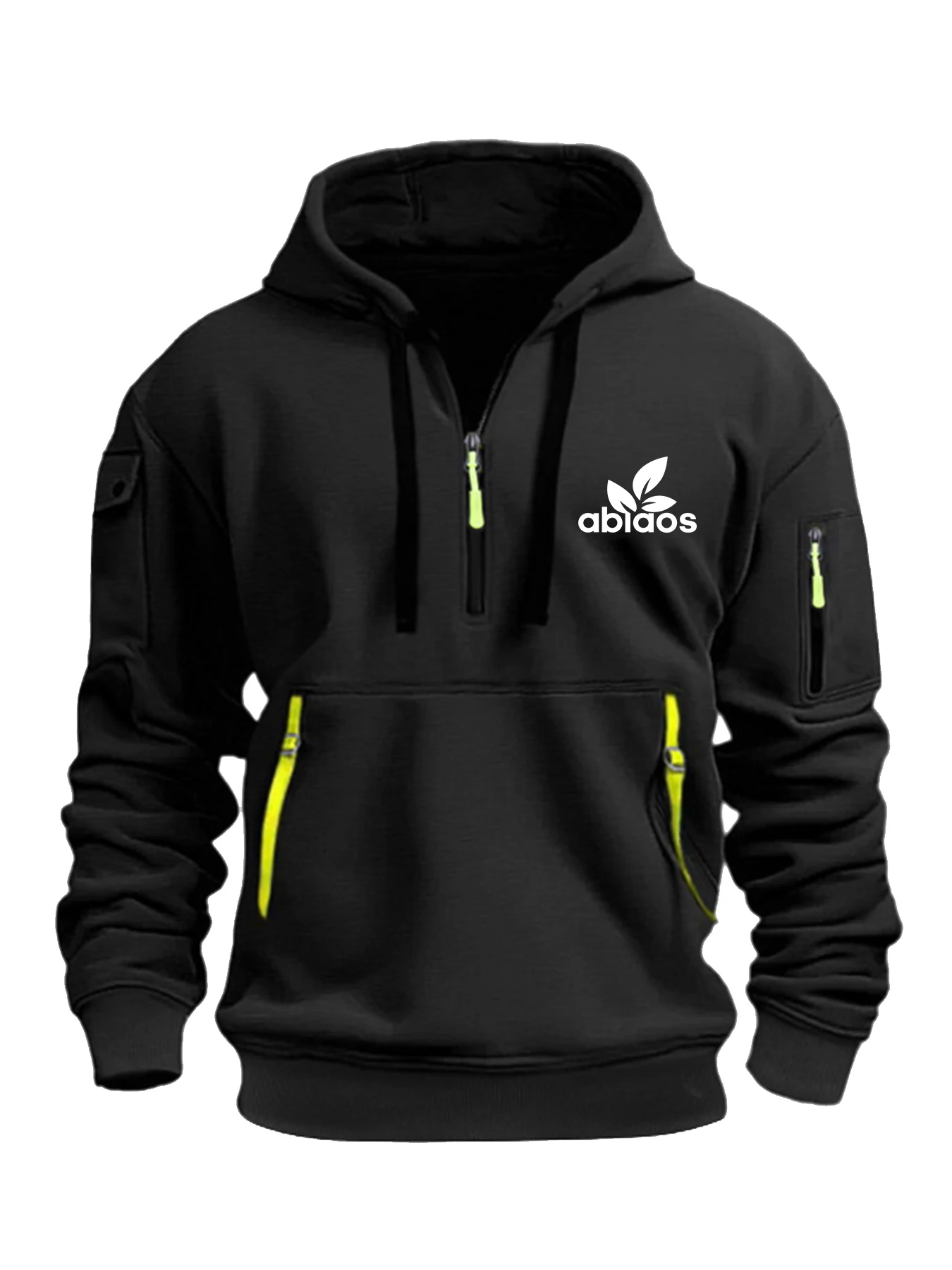 

2024 new multi-pocket zipper fleece hooded casual shirt, men's and women's polyester loose pullovers fashionable sweatshirt top