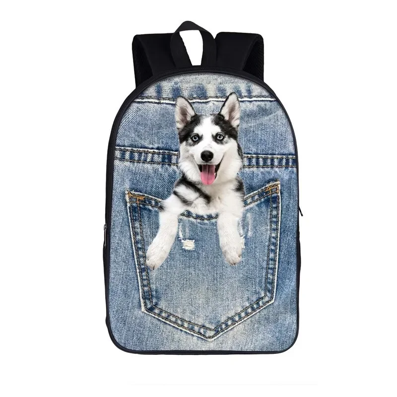 

Cute Cat Dog Backpack Teen Schoolbag Creative Pocket Dog Husky Pug Travel Large Capacity Storage Bag Boy Girl Backpacks Bookbag