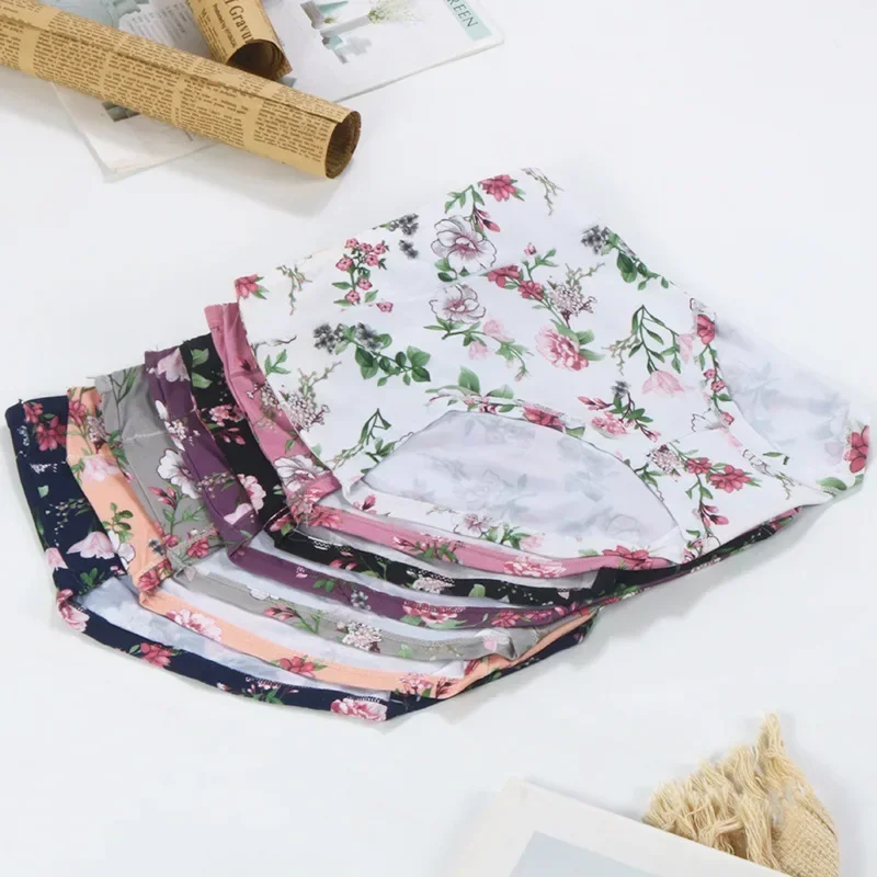 1 PC 12XL Large Size Lingerie Women\'s Panties Mid Waist Underwear High Elasticity Breathable Floral Breifs Female Pantys