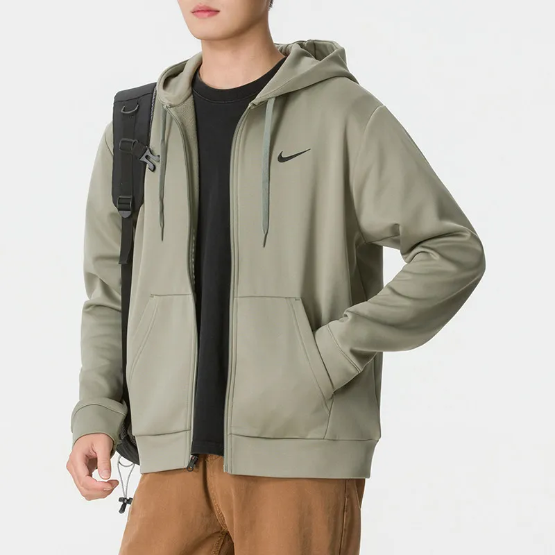 Nike Nike Men's Hooded Zip Sports Jacket Casual Quick-Drying Jacket Army Green IM5443-320