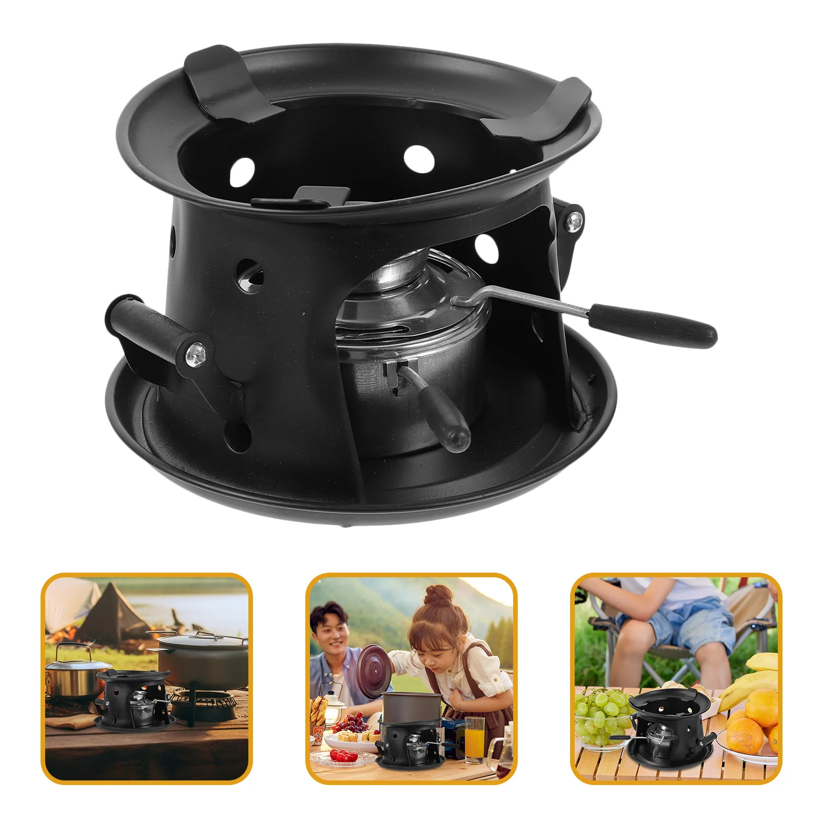 

Alcohol Stove Small Burner Metal Pot Wind Proof Camping Cookware Outdoor Furnace Stainless Steel Fire Boiler