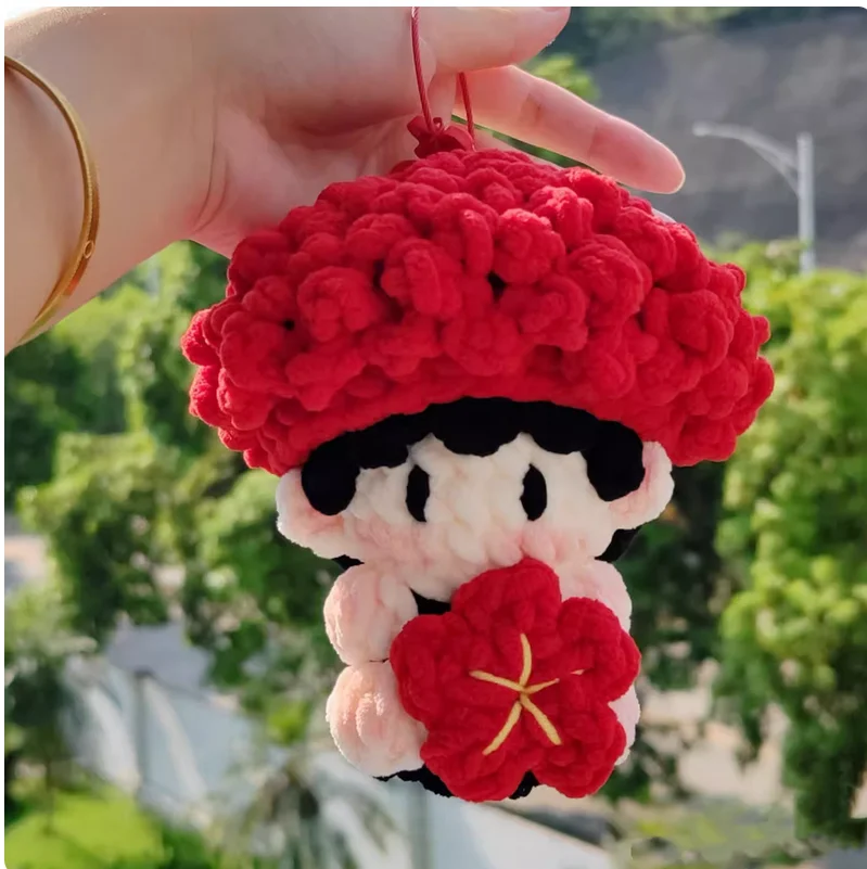 A small red flower, soft candy, knitted doll, birthday gift, celebrity-themed soft candy, celebrity doll