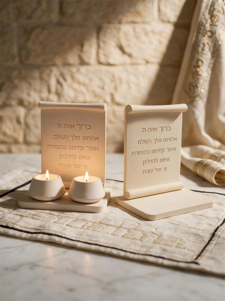 Judaica Gift Concrete Hanukkah Blessing Silicone Mold Cement Plaster Hebrew Blessing Sign Gypsum Silicone Mould Judaic Decor