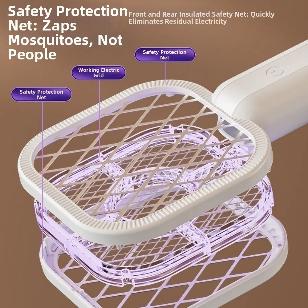 Electric Shock USB Mosquito Swatter Pest Control Security Net Insect Racket USB UV Light Physical Mosquito Trap Racket Picnic