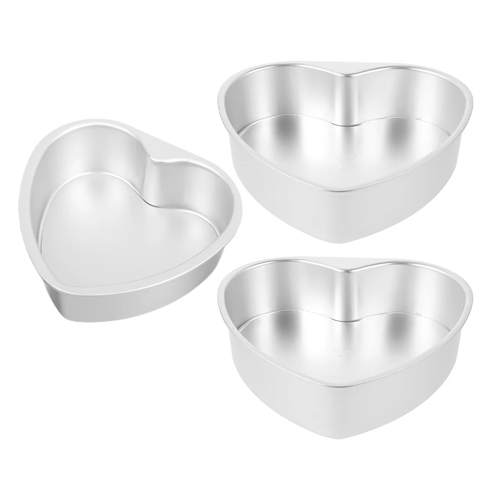 

3 Pcs Heart Cake Mold Pan Diy Cheesecake Bread Baking 6 Inch Flan Christmas Aluminum Alloy Pans