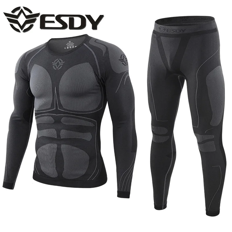 Men's fitness new outdoor sports cycling clothes thermal underwear set tight suction perspiration