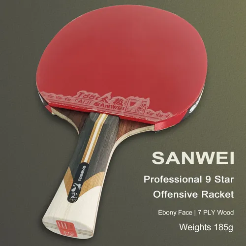 Imagen 2 del producto SANWEI Taiji 7 8 9 estrellas raqueta de tenis de mesa profesional de madera de carbono raqueta de Ping Pong ofensiva goma adhesiva ataque rápido