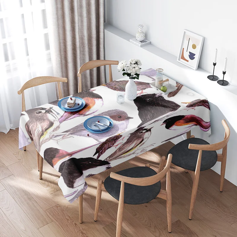 Home Decor Tablecloth with Bird Print Design Modern Dining Room Decoration Various Sizes Available for Purchase on AliExpress