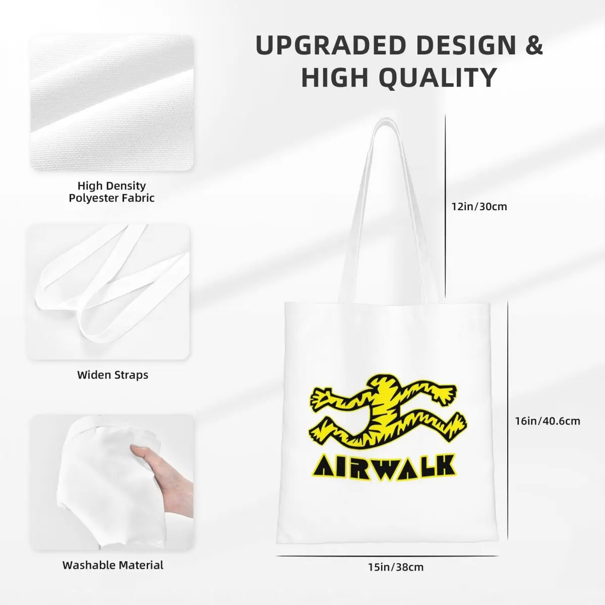 الوشم المدرسة القديمة نمط Airwalk أكياس التسوق المرأة قماش حمل حقيبة قابلة لإعادة الاستخدام السيدات حقيبة كتف حقيبة يد للسفر