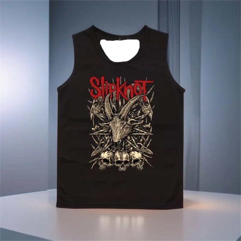 24/25 Latest Hot Punk Metallic Style Slipknot Band Summer Vest Sleeveless T-shirt Men's Children's Same Quick-drying Comfortable