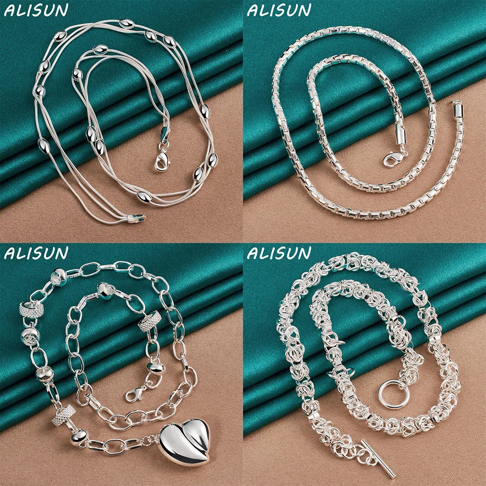 

ALISUN 925 Sterling Silver 45cm Design Necklace For Women Men Charm Trend Birthday Gifts Fashion Party
