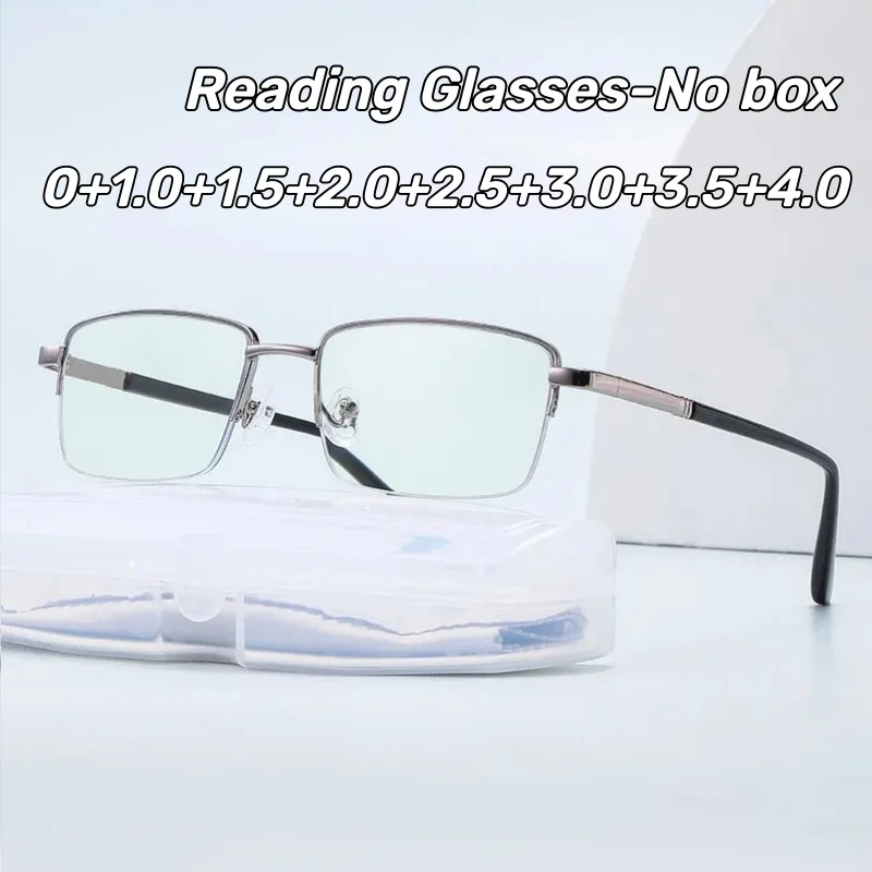 

Men's and Women's Metal Half-Frame Presbyopia Glasses Stylish Business Square-Frame Blue Light Blocking Reading Glasses