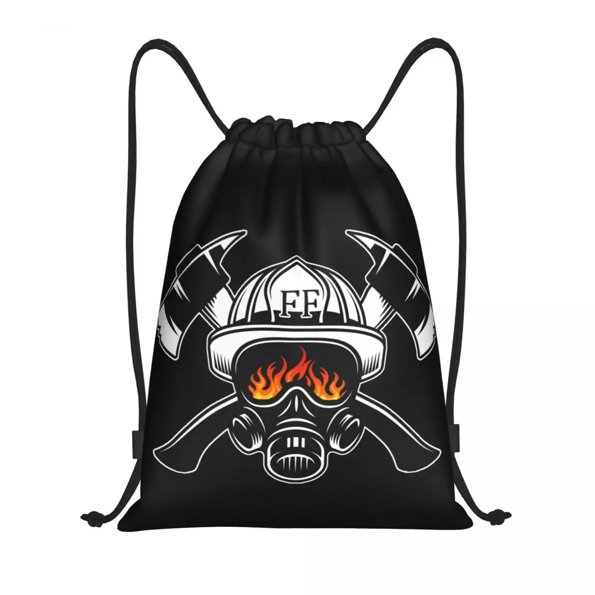 Mochila personalizada con cordón para hombre y mujer, bolsa ligera con diseño de calavera de bombero, rescate de incendios, saco deportivo para gimnasio y Yoga