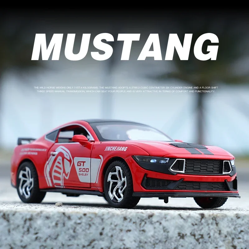 

Новинка 1:32 Ford Mustang Shelby GT500, литой игрушечный автомобиль из сплава, модель со звуком и интерьером, детская игрушка, коллекционные предметы, подарок на день рождения