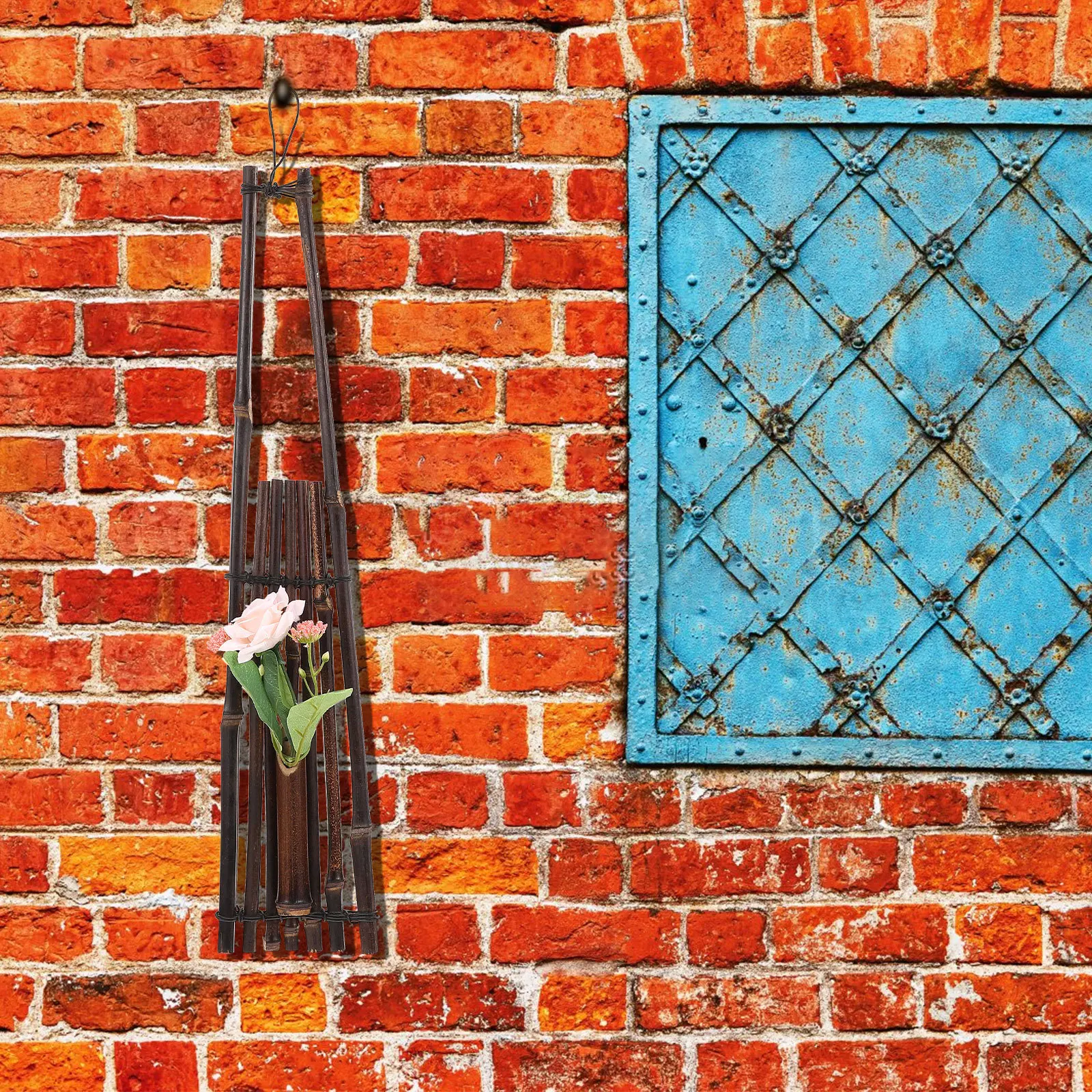 

1Pcs Zen Style Vintage Bamboo Wall Vase Decorative Flower Arrangement Container Hanging Home Decor Dried Flower Vase Ornament