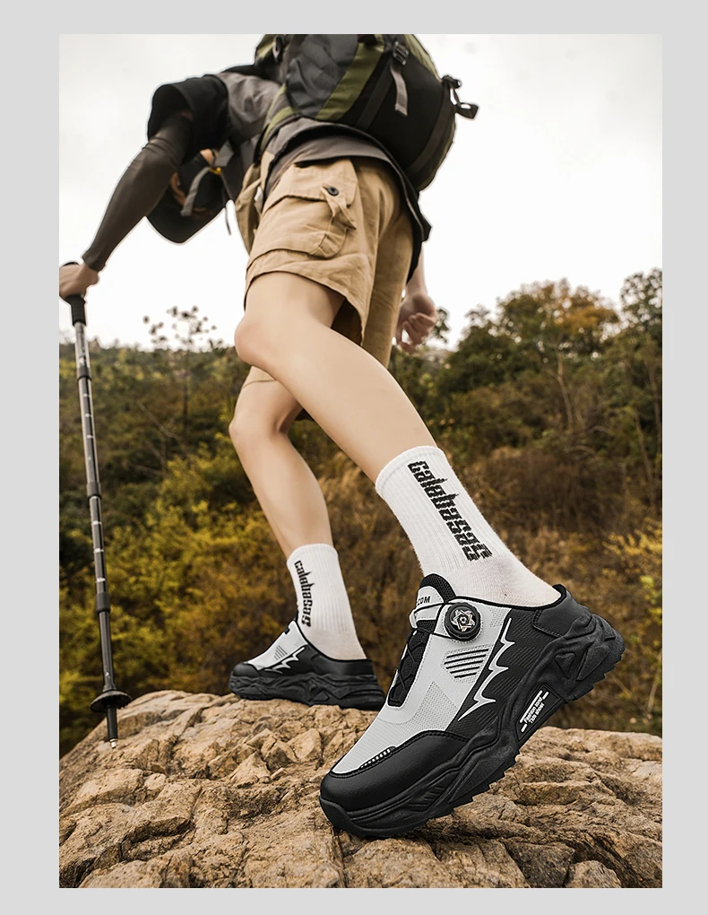 Herren Koreanische Lässige Atmungsaktive Freizeitschuhe Sommer Weichsohlige Rutschfeste Jugend-Halbslipper mit Drehbaren Schnürsenkeln Sport-Trendschuhe – Detail 15