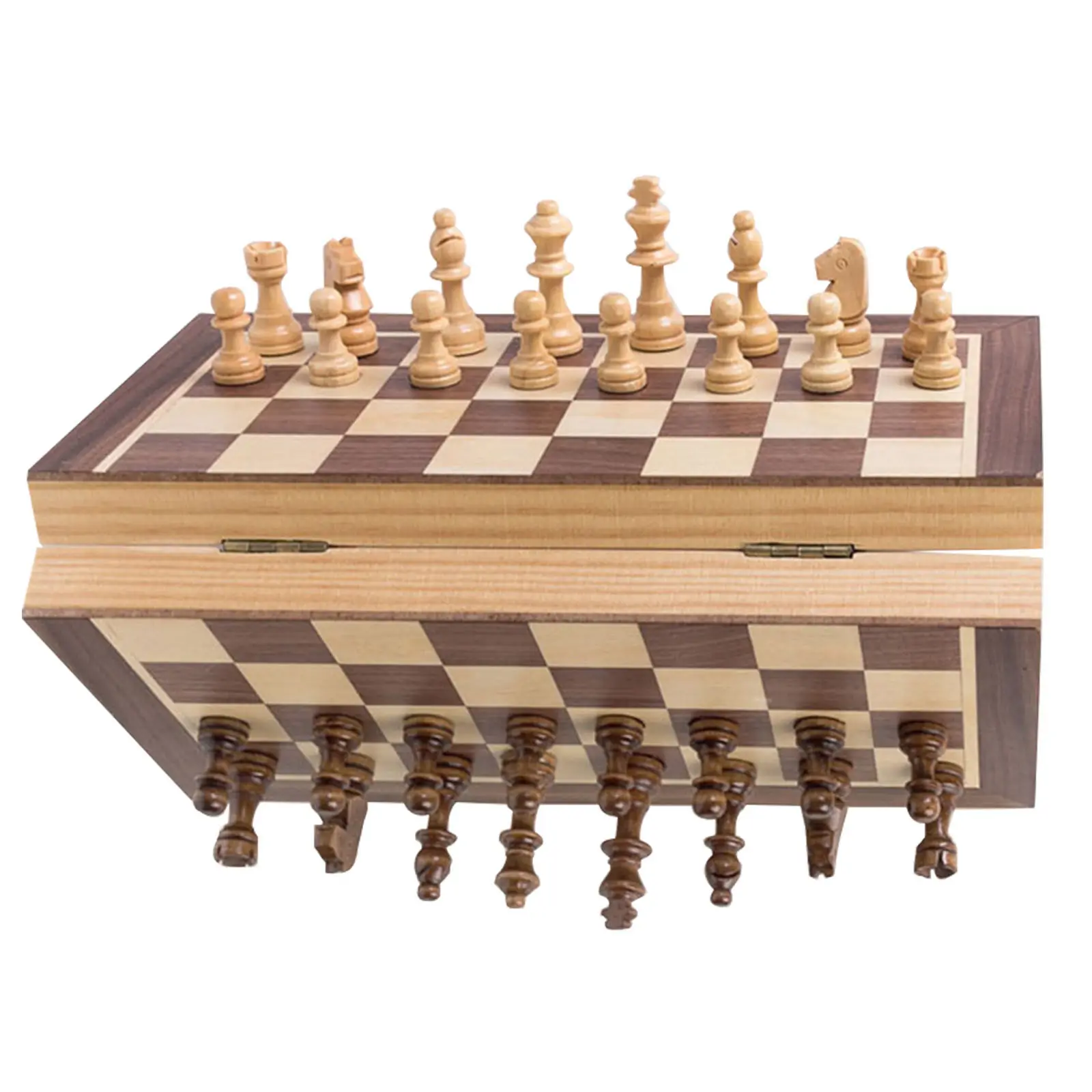 

Wooden Folding International Chess Set Strategy Game Foldable 40Cm Board Portable Travel Educational Chess Game