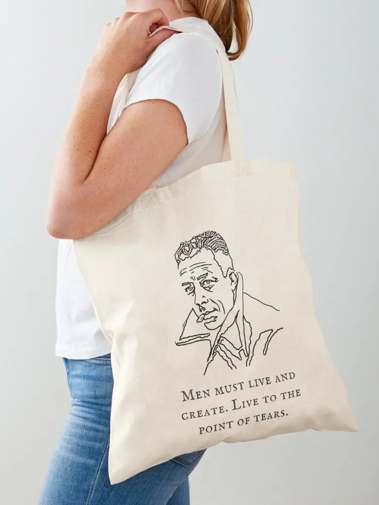 Albert Camus Quote Design in Fine Line Art Tote Bag tote bag screen bags for women shopper bags Cloth bag