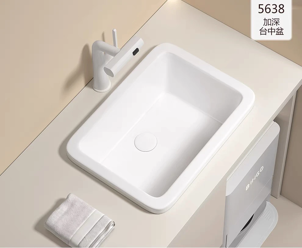 

Deepened ceramic Taichung basin Balcony laundry pool Semi-embedded washbasin Large capacity sink Wide size basin