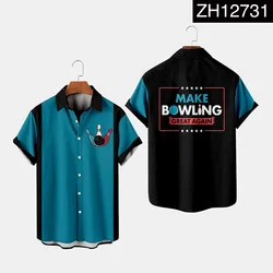 Hawaii Shirt Men Make Bowling Print Summer Short Sleeve Streetwear Clothing Button Short Sleeve Tops