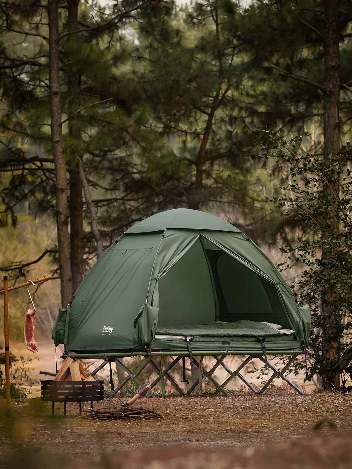 SoBuy OGS32-L 4in1-Zelt mit Campingliege Schlafsack Luftmatratze und Zubehör Campingzelt 2 Personen Feldbett