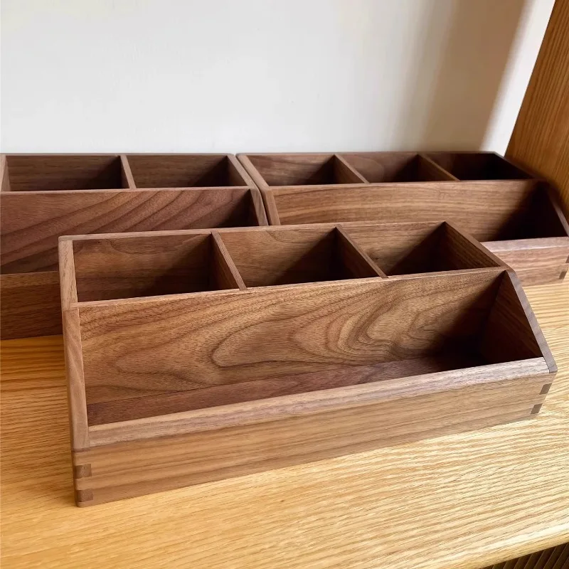 

Multi-grid Wooden Organizer Angled Desktop Storage Box Multifunctional Remote Control Storage Tray Minimalist Drawer Dividers